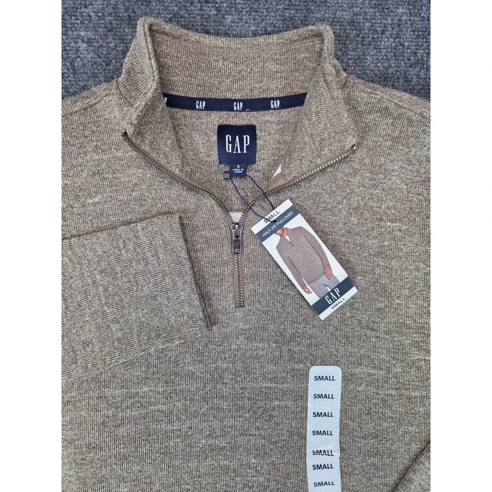 Gap 1/4 Zip Sweater Mens Small Brown Pullover NWT New Tags